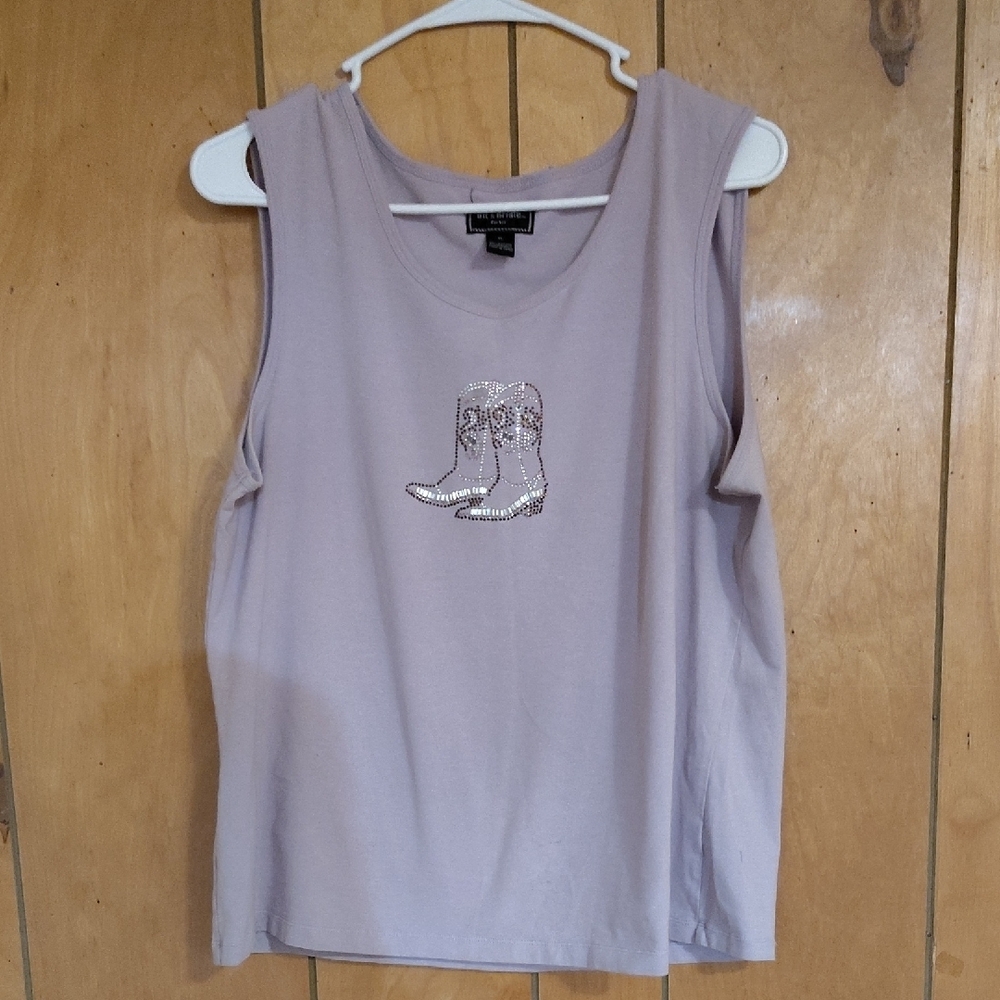 Bits and Bridle Light Purple Tank Top with Embellished Boots